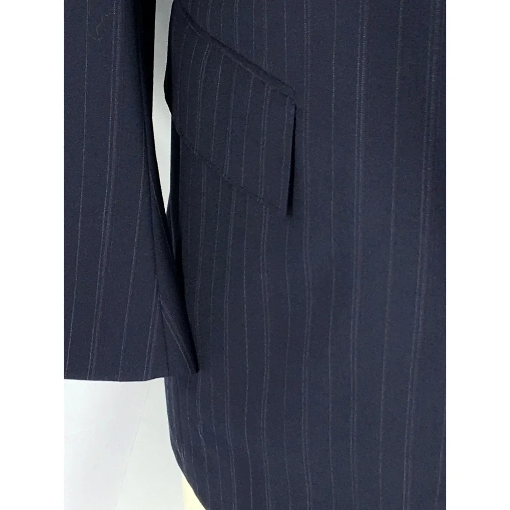 38R Polo Ralph Lauren USA Mens Vintage 2 Bttn Wool Suit Black Pinstripe Pants 32